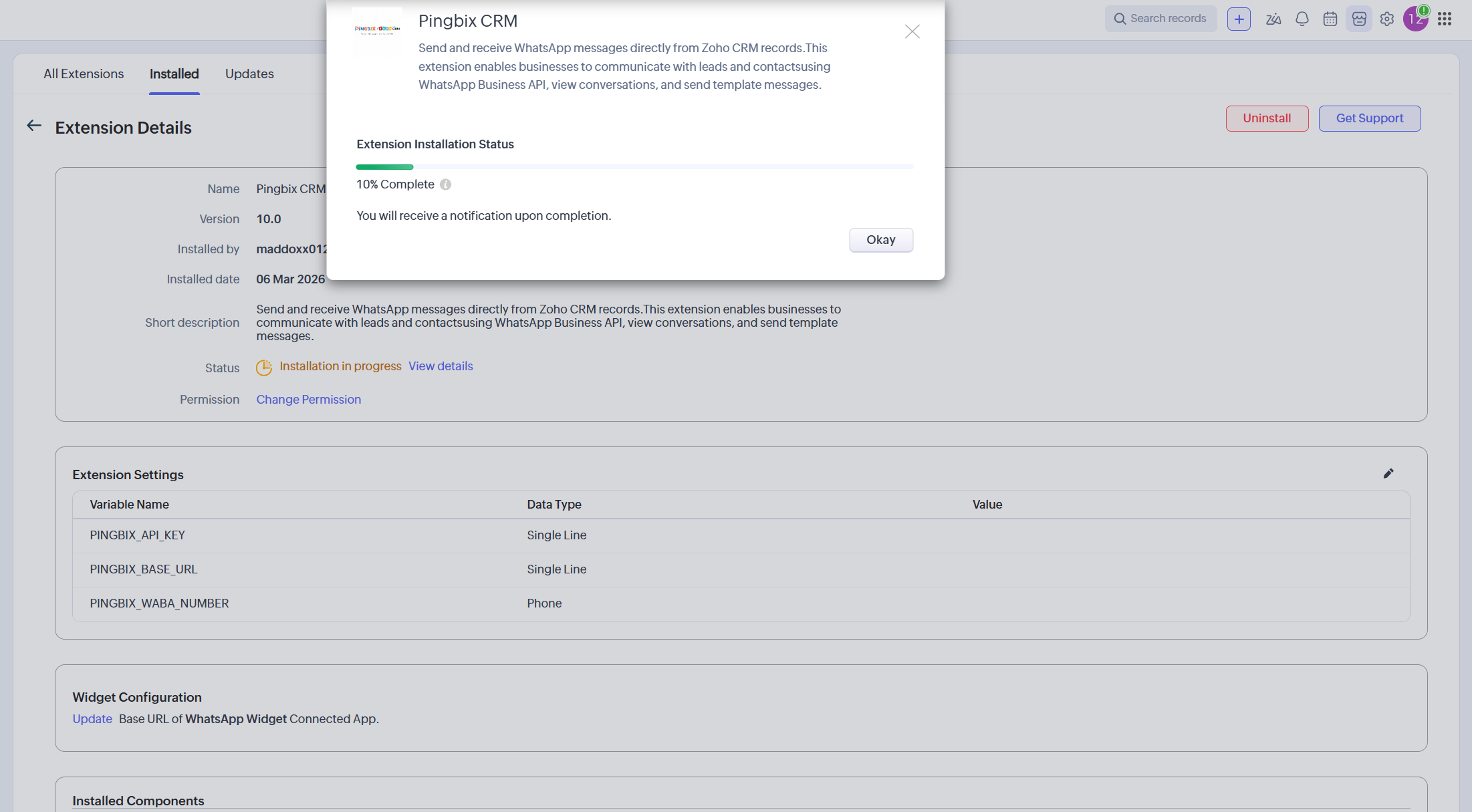 Installation process