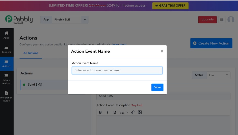 Action Configuration Step 1