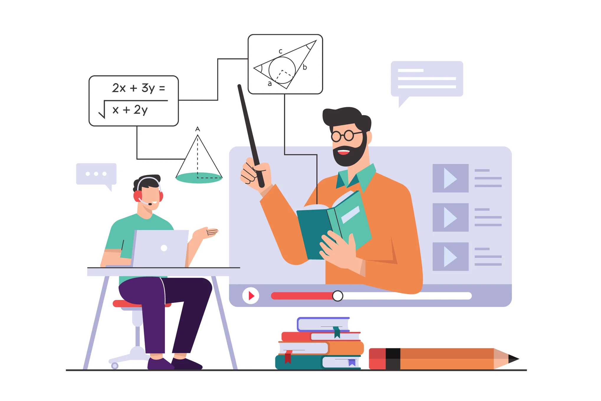 Illustration of students learning with technology