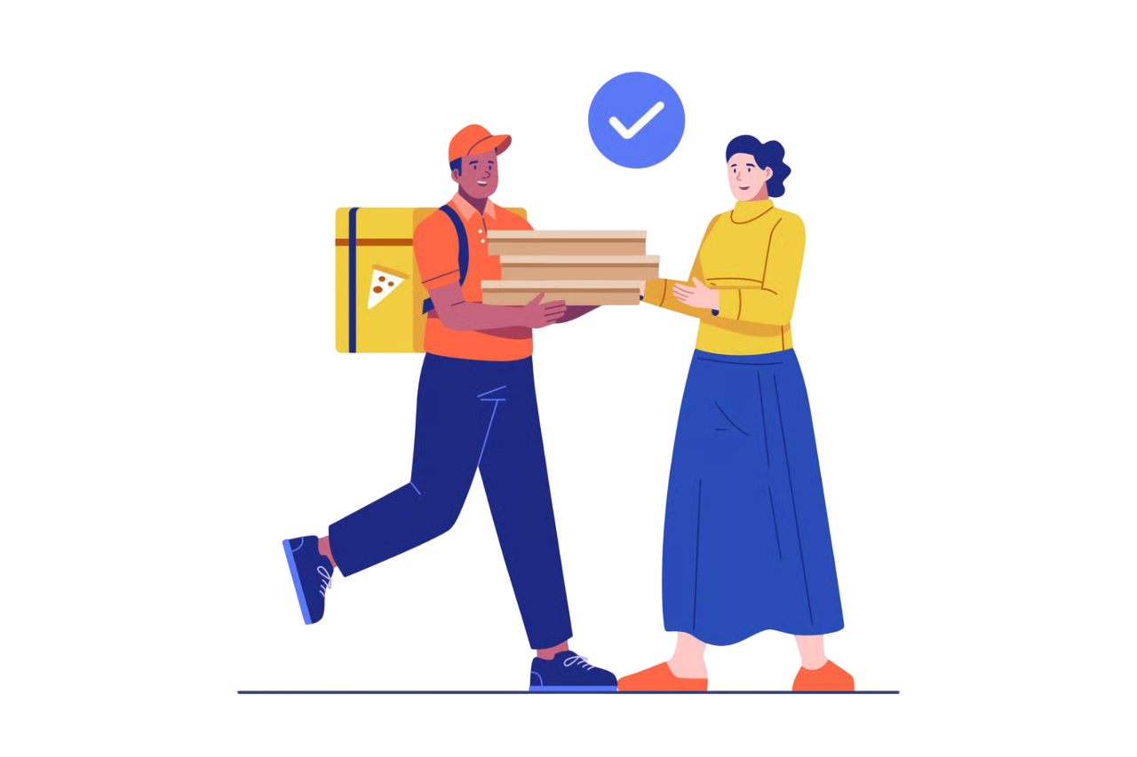 Illustration of food delivery and restaurant service