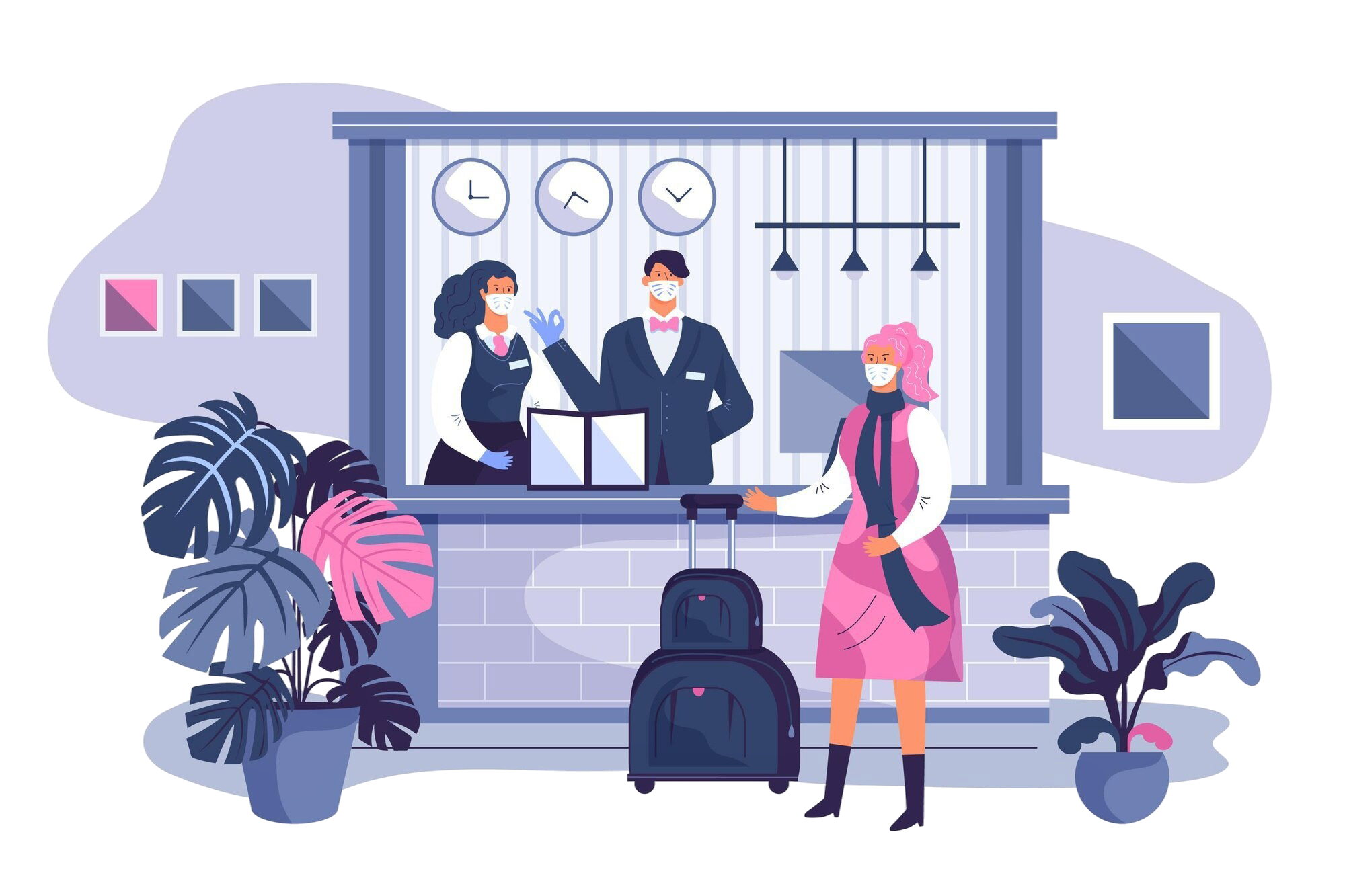 Illustration of a luxury hotel lobby