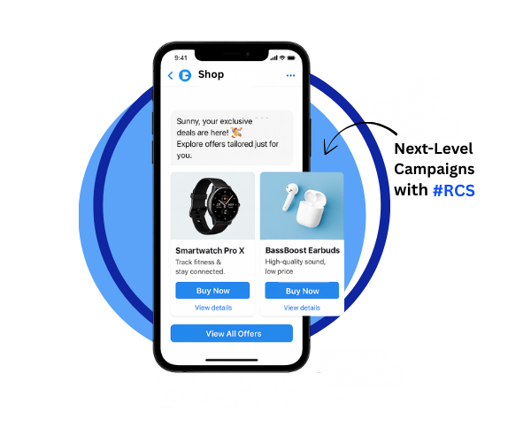Illustration of RCS messages with interactive buttons