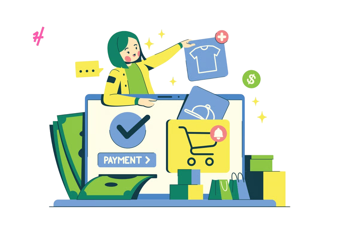Illustration of a customer shopping online